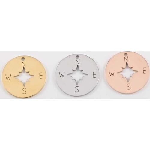 20pcs/Lot Stainless Steel Compass Charms Pendant Bracelet Making for DIY Jewelry Findings Handmade Supplies