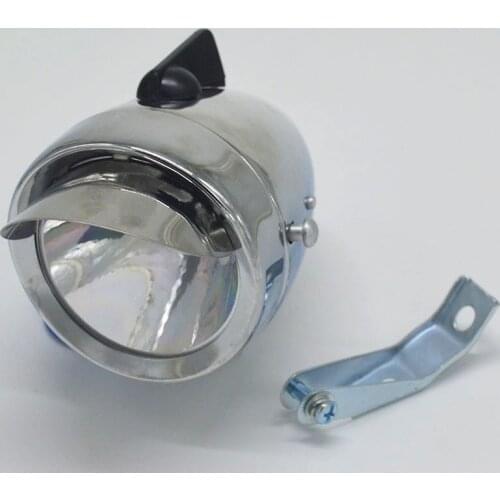 Silver Metal Bicycle 3AAA 1 LED Headlight Headlamp Led Lamp Lumen with bracket Retro Bike Front Head Light Waterproof Flashlight