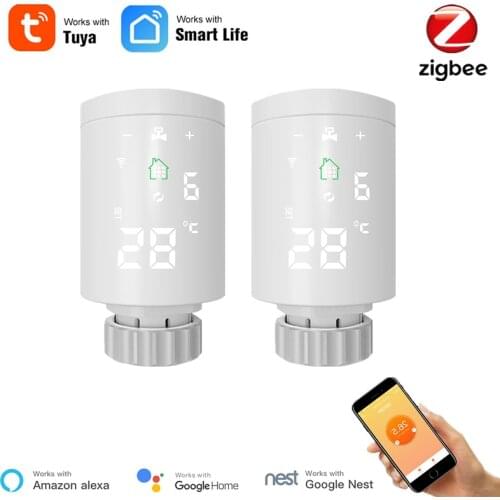 Tuya Smart Zigbee Smart TRV Radiator WiFi Temperature Controller Programmable Radiator Valve Smart APP Control Alexa Compatible
