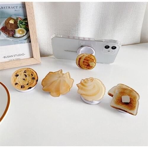 Cute Cartoon Universal Mobile Phone Holder Durable Acrylic Support Bracket Bear Rabbit Food Patten Folding Ring Stand