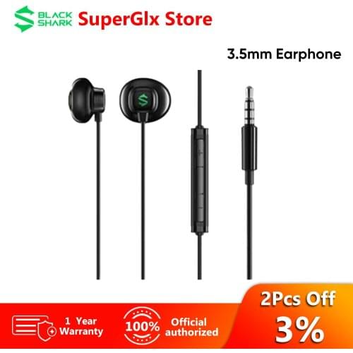 In Spain Stock Black Shark Earphone 3.5mm Half In-ear Wired 3-keys Mic Line Volume Control For Blackshark Gaming Earphone