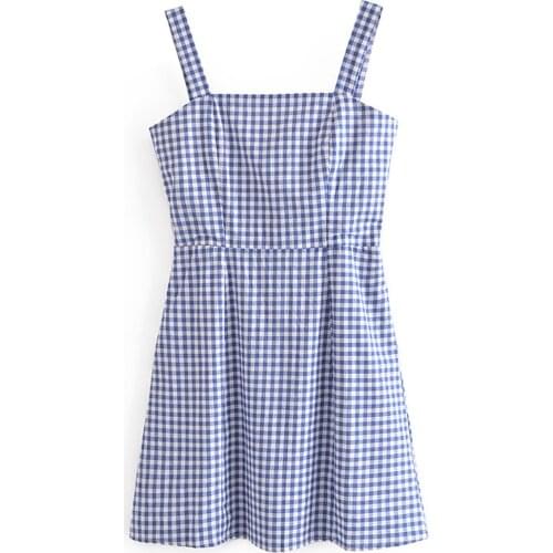 Vintage Square Neck Sleeveless Mini Cami Dresses DLQZ1053