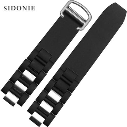 High quality silica gel strap with black and white convex 20 * 10 mm waterproof strap for cartier strap