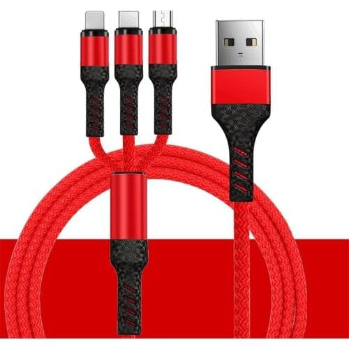 3 in 1 Charging Cable, Multi USB Fast Charging Cable, Universal Charging Cord with Lighting/Type C/Micro USB Port Connector
