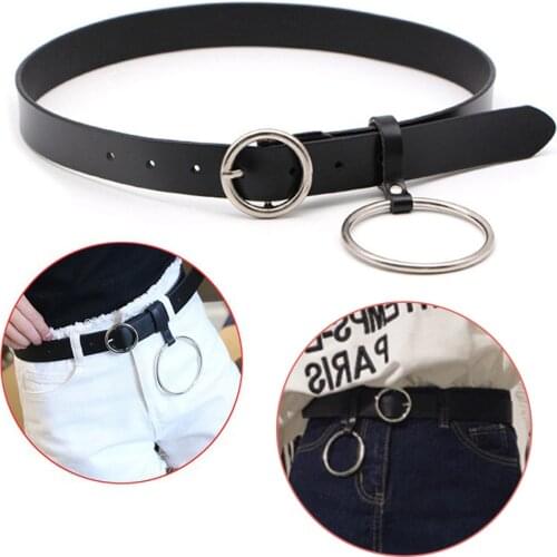 Women Leather Belt Fashion Dress Jeans Belt With Round Ring Pendant Fast Delivery