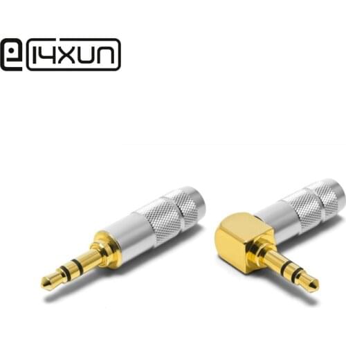 1Pcs 3.5mm Gold plated Stereo Audio Jack 90 Degree 3.5 3 Pole Male Plug for 6mm Cable DIY Repair Headphone Earphone Connector