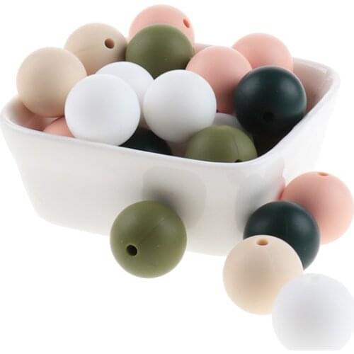 300PCS 15mm Silicone Beads Baby Teething Pacifier Chain Pearl Silicone Teether Bead Babies Accessories BPA Free Baby Goods