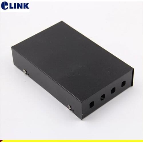 5pcs 4 cores FTTH FC blank terminal box SPCC 4 port SC fiber optic patch panel FTTX distribution box black ELINK 0.6mm Thickness