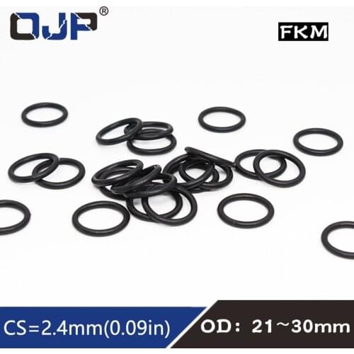 5PCS/lot Fluorine rubber Ring Black FKM Oring Seal CS:2.4mm OD21/22/23/24/25/26/27/28/29/30mm Rubber O-Ring Seal Oil Ring Gasket