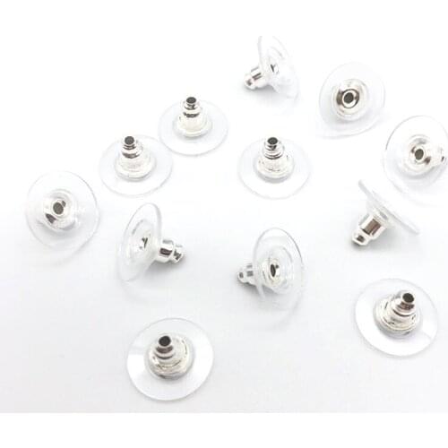 50pcs/lot Stainless Steel Hypoallergenic 11x6mm Bullet Silicone Earring Back Stopper Ear Nut for DIY Jewelry Making Components