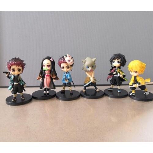 6pcs Demon Slayer Doll Anime Characters Figure Cake Decor Anime Cartoon Cake Decorations Lovely Cartoon Doll Ornament