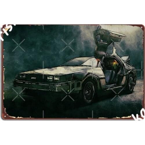 Back To The Future Delorean Watercolour Metal Sign pub Garage create pub Plaques Tin sign Posters