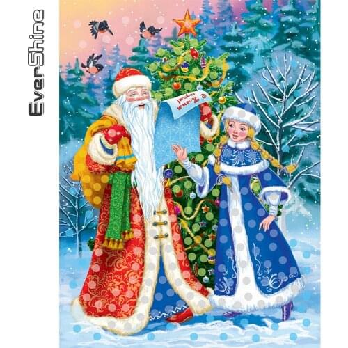 Evershine Diamond Embroidery Winter DIY Diamond Painting Santa Claus Full Square Round Drill Cartoon Cross Stitch Christmas Gift