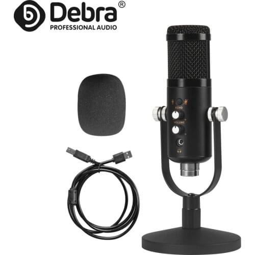 CT-885 USB Interface 192K Condenser Microphone,With Monitoring,Reverberation,Mute And Other Functions,For Live, Recording