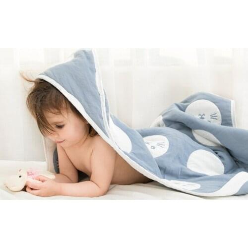 Chun Ke Childrens Bath Towel Blanket Hooded Cloak Pure Cotton Absorbent Quick-drying Baby Bathrobe Square Towel
