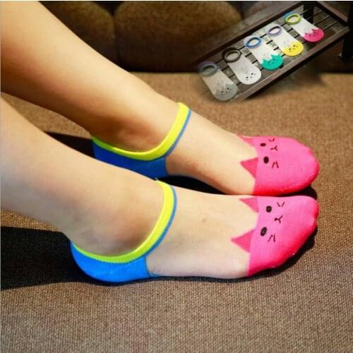 DHL 200pair Cute Cat Ankle Sock Lovely Fashion Invisible Transparent Cat Printed Girls Promotional Low Socks