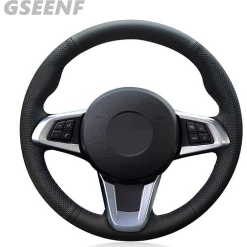 Car Accessories Steering Wheel Cover For BMW Z4 2009-2014 Black Hand-stitched Non-slip Breathable Artificial Leather