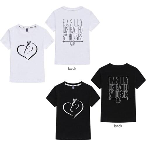 Double-sided printing horse kids clothing new cotton Childrens clothing cartoon Baby summer short-sleeved boy T-shirt cottonTop