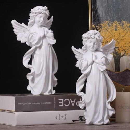 European Retro Sculpture Girl Angel Figurine Resin Statue Ornament Artistic Craft TV Cabinet Home Office Desk Decoration Gift
