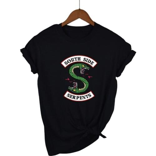 Riverdale Southside Serpents Harajuku T Shirt Women South Side Serpents Snake Print T-shirt Ullzang Tshirt 90s Top Tees Female