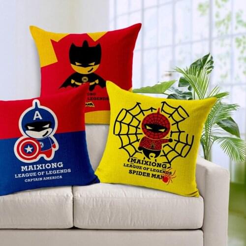 Hot Sale Pillow Covers Creative Cartoon Heros Pattern Fashion style 45X45CM Linen Pillow Cover\Home Decorative Linen Cushion