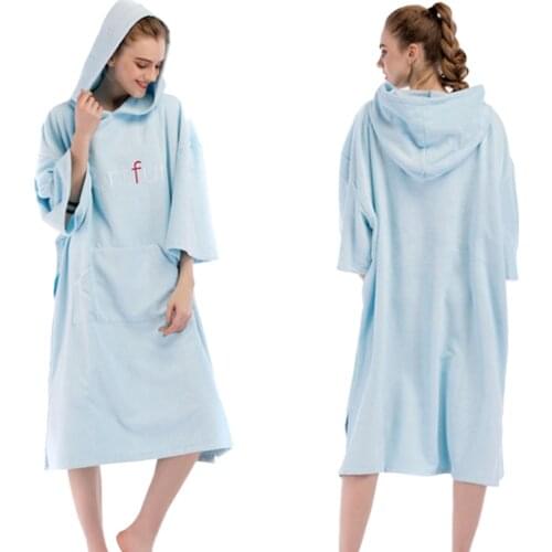 Unisex Changing Robe Poncho Hooded Towel Bathrobe F Surfing Beach Kayak Swim