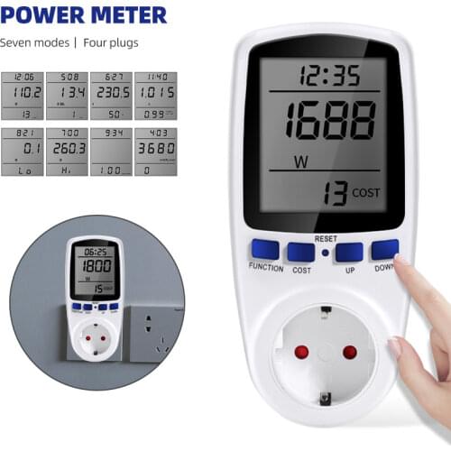 EU Plug AC Power Meters AC 230V Digital Voltage Volt Wattmeter Power Consumption Watt Energy Meter Electricity Analyzer Monitor