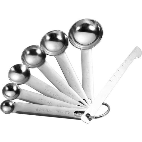 Kapmore 7PCS Premium Stackable Kitchen Measuring Spoon Set Stainless Steel Measuring Spoons Set For Kitchen