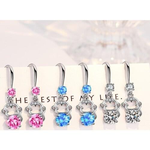 Cute Animal Design Drop Earrings Interesting Monkey Shiny AAA Zircon Dangle Earring Charming Piercing Earring Jewelry For Women