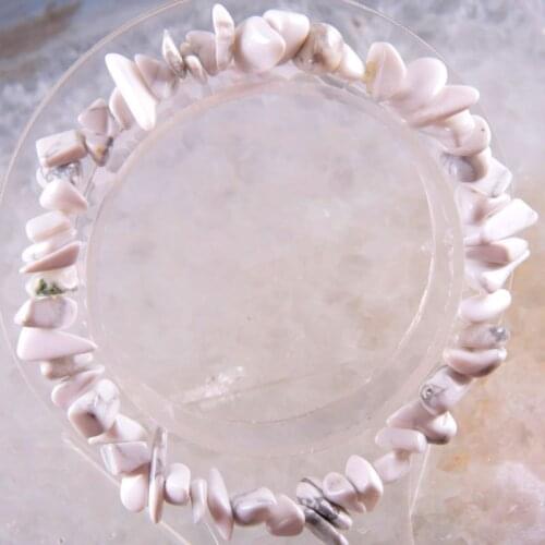 Fashion Jewelry Gift Bangle For Women Natural White Howlite Stone Chip Beads Cord Stretch Bracelet 8" 1Pcs H1412