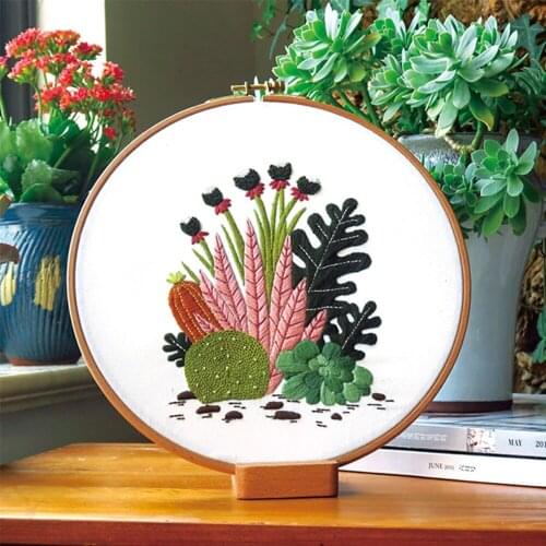 Diy Embroidery Kits Cactus Needlework Handmade Cotton BabyRoom Decor Christmas Series Package