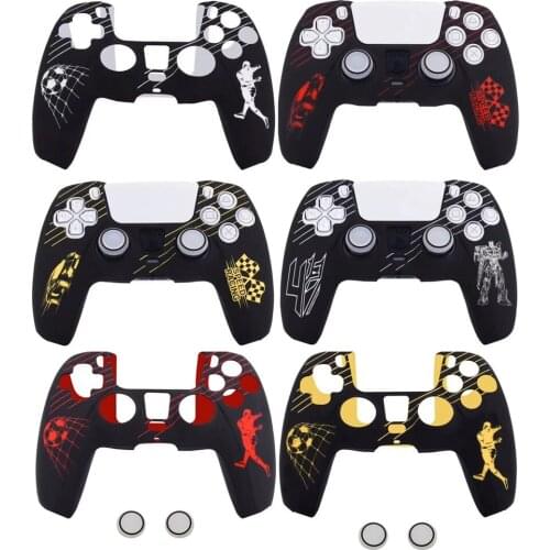 Anti-slip Rubber Silicone Protective Cover Skin Case Soft Shell with 2 Thumb Caps Grip for PS5 Wireless Game Controller Gamepad