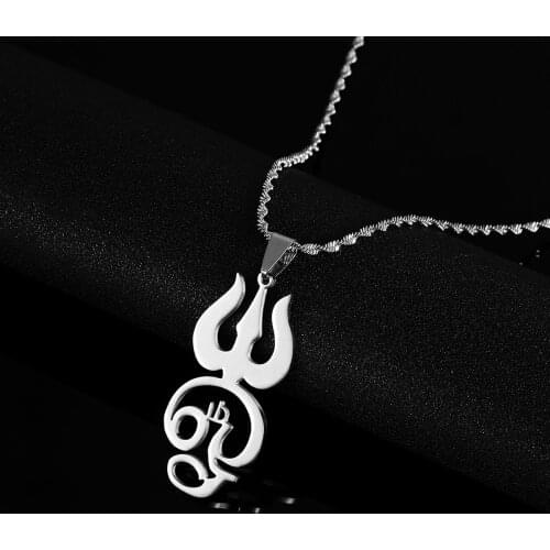 Stainless Steel Tamil Om Sign Pendant Necklace for Women Fashion TAMIL OM Symbol Indian Jewelry