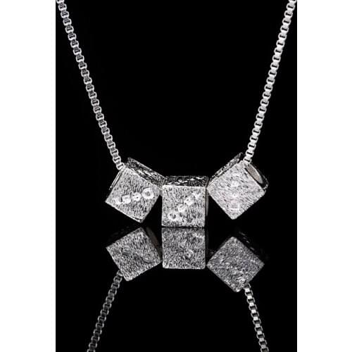 Women Ladies Newest Arrival Original 925 Sterling Silver Top Quality Square Shape Design Necklace Jewelry Present Wholesale