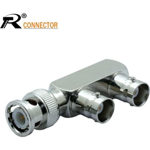 F Type BNC MALE TO DOUBLE BNC FEMALE converter connector splitter CCTV accessories 1pc