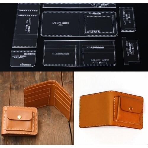 1set Clear Acrylic Template Pattern For DIY Handmade Short Wallet Messager Bag Leather Craft Sewing Pattern Sewing stencils