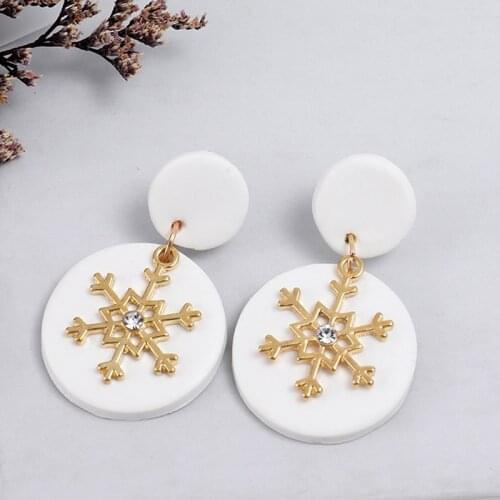 Christmas clay earrings snowflakes Clouds Geometric fashion trendy Originality Funny drop statement earrings for women party