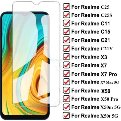 2-1PC Glass Cover For Realme C11 2021 C15 C21y C25s GT Neo Tempered Screen Protector on Realmi X3 X7 Max X50 t m Pro 5G Pelicula