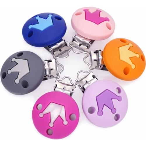 Sutoyuen 5PC BPA Free Round Crown Pacifier Clip Silicone Baby Pacifier Dummy Teether Soother Nursing Toy Accessory Holder Clips