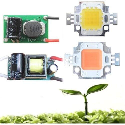 10W White Full Spectrum 380~780nm / Full Spectrum 400-840nm LED Diodes + AC 110-220V Or DC 12-24V LED Driver For Plant Grow