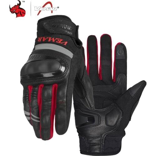 VEMAR Motorcycle Gloves Leather Full Finger Guantes Moto Protective Gear Motorbike Riding Gloves Guantes De Moto Invierno