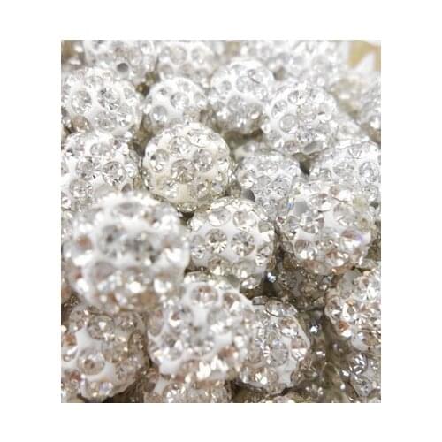 High Quality 10mm White Micro Pave Disco Ball hot Beads Wholesale Stock Lot Bracelet DIY can mix colors crystal