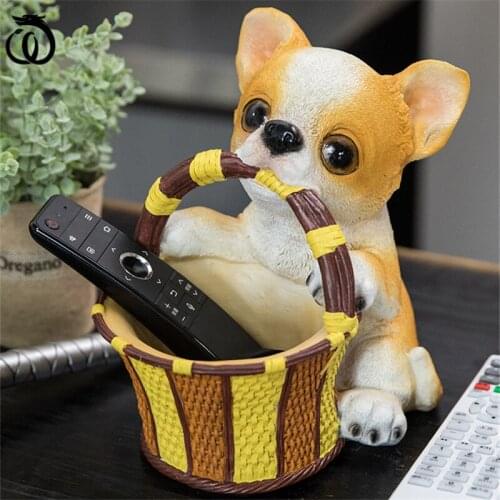 WU CHEN LONG Creative Resin Dog Art Sculpture Animal Pug Dachshund Statue Snacks Jewelry Key Storage Box Home Decoration R5880