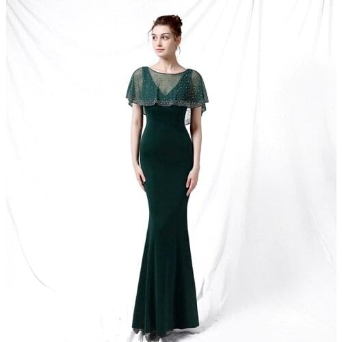 Alibride Full of Elasticity Satin Mermaid Evening Dresses 2021 with Shawl Women Formal Dress robe de soiree Prom Party Dresses