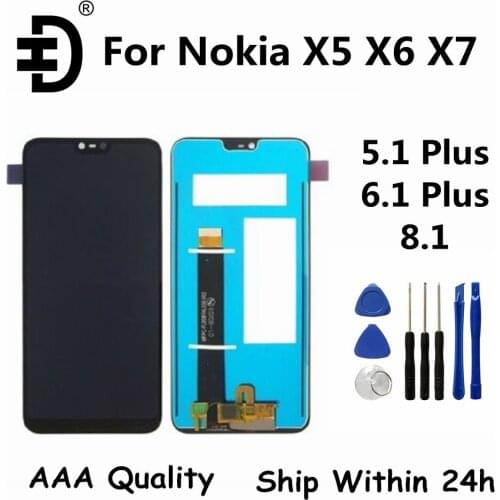 For Nokia X5 X6 X7 LCD Display Touch Screen Digitizer Assembly For Nokia 5.1 Plus 6.1 Plus 8.1 LCD Screen Replacement