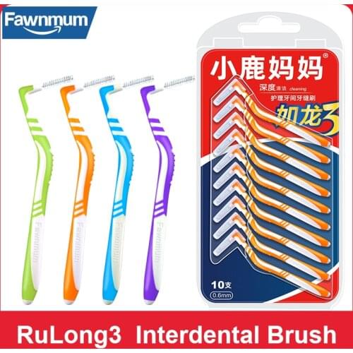 Fawnmum 0.6-1.0mm Interdental Brush L-shape Nursing Toothbrush Toothpicks Clean Teeth Brushes Braces Orthodontic Dental tool