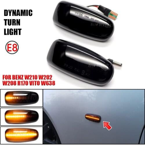 12V Smoked Dynamic Blinker LED Side Light Turn Signal Lamp Car Assessories For Mercedes-BENZ E-Class W210 C-Class W202 W208