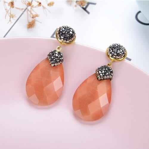 2020 Trendy Elegant Dangle Earrings 9 Color Simple Glass Crystal Water Drop Earring For Women Fashion Handmade Jewelry