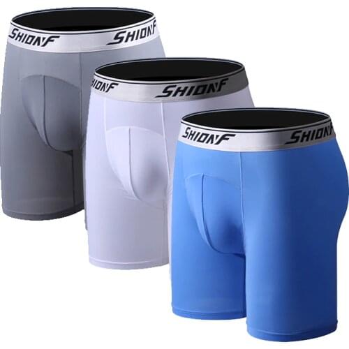 Shionf 3pcs/lot Sexy mens transparent underwear boxer Shorts Mens Trunks ice silk Male panties cuecas Sports underpants Shorts