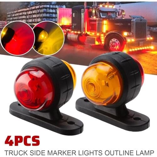 4pcs Super High Brightness Car Turn Signal Light Durable Waterproof 2 LED 12V/24V Truck Trailer Side Lamp